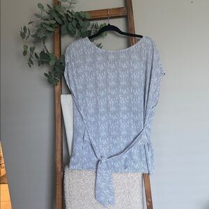 Apt. 9 Black  and White Striped Tie Blouse